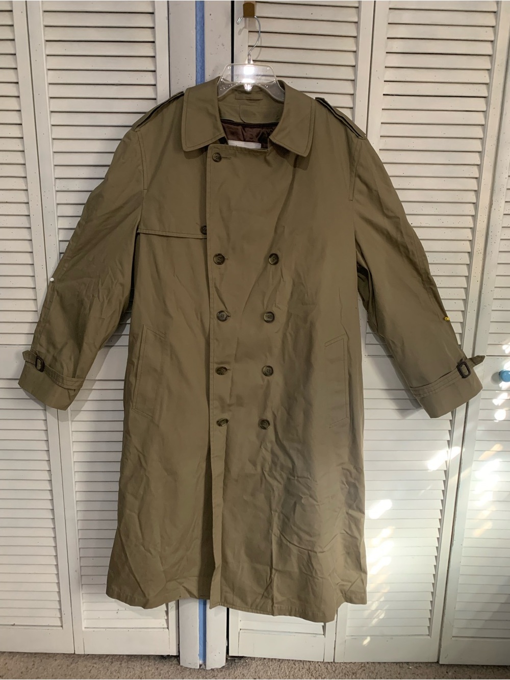 London Fog by Wamsutta Classic Khaki Double Breasted Trench Coat XL 46 Long